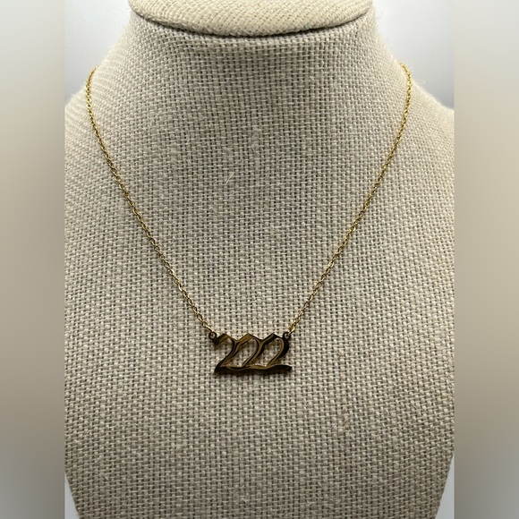 Jewelry - 222 Angel Number Necklace Gold or Silver 18 inch length Stainless Steel‎